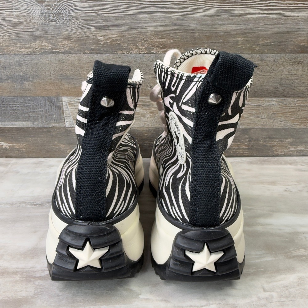 Converse Run Star Hike Women Size 5.5 Sneakers Zebra Print Platform Black White - Picture 10 of 12